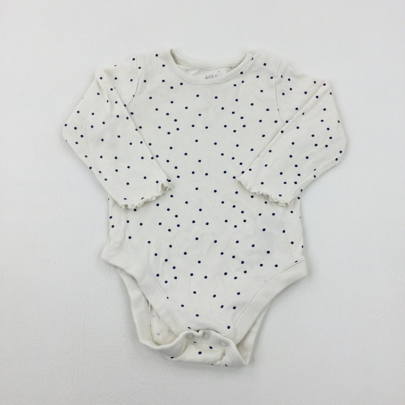 Spotty White Long Sleeve Bodysuit - Girls 9-12 Months