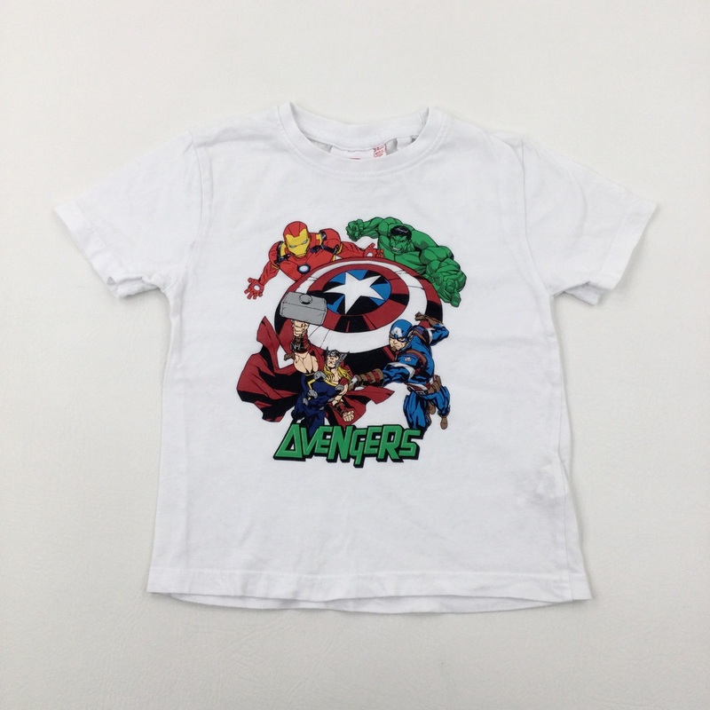 'Avengers' Superheroes White T-Shirt - Boys 3-4 Years