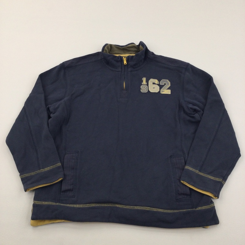 '1962' Appliqued Navy & Yellow Half Zip Sweatshirt - Boys 11-12 Years