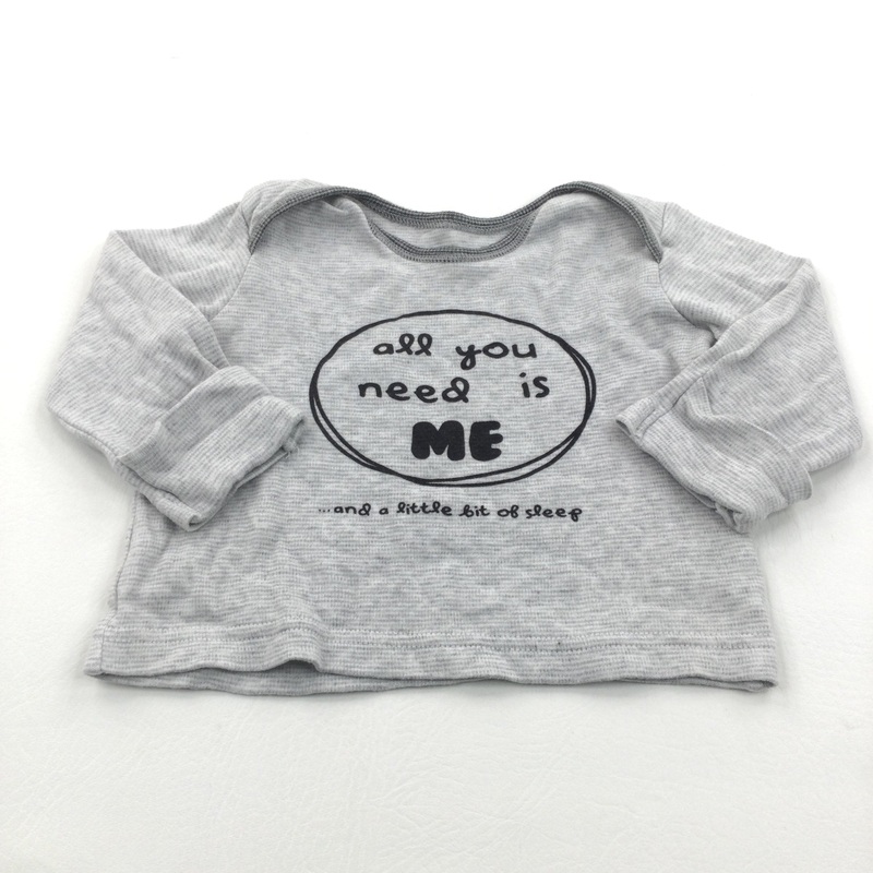 'All You Need Is Me' Grey Striped Long Sleeve Top - Boys/Girls 0-3 Months