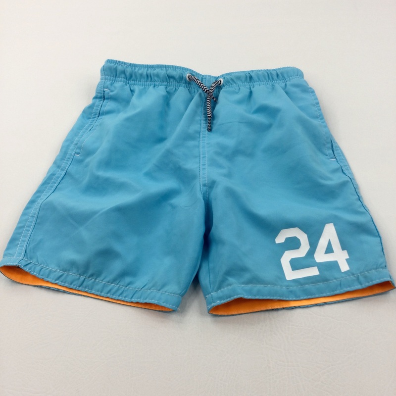 '24' Light Blue Swimming Shorts - Boys 9-10 Years