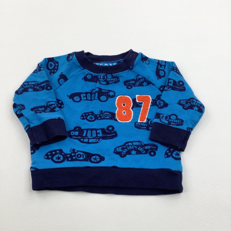 '87' Cars Blue & Navy Jumper - Boys 0-3 Months